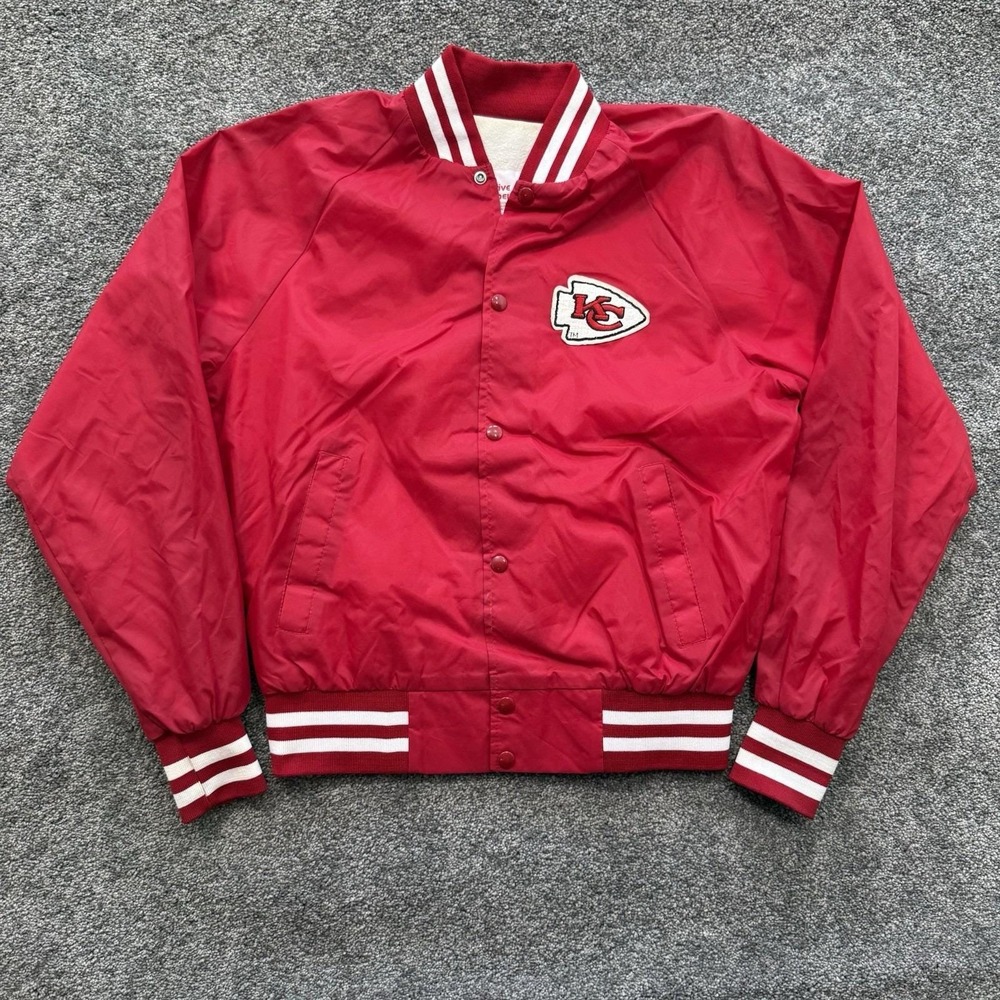 VTG Mens L 80s Active Generation Lined Nylon Kansas City Chiefs Jacket Made USA
